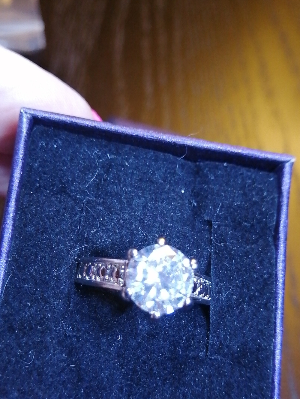 Sparkling Solitaire Crystal On Designer's JIC ring/ Engagement/ Promise Ring
